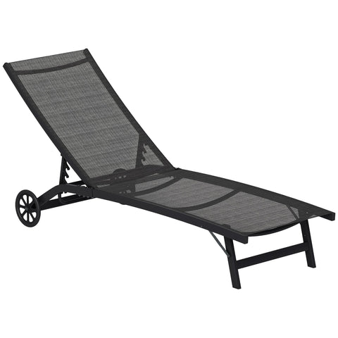 Rootz Sun Lounger - Adjustable Recliner - Outdoor Chaise - Breathable Fabric - 195cm x 66cm x 34cm
