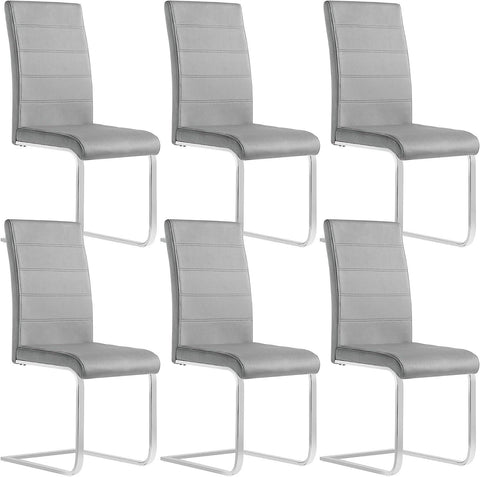Rootz Dining Room Chairs Set of 6 - Swing Chairs - High Back Chairs - Velvet and Metal - Ergonomic and Stable - Floor Protection - 41cm x 100cm x 55.5cm