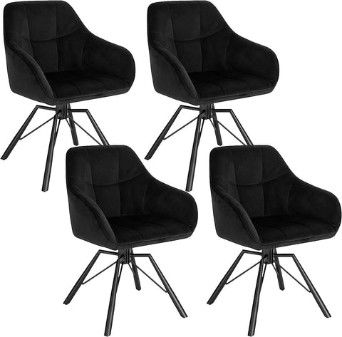 Rootz Ergonomic Swivel Dining Chair - Wide Seat Velvet Chair - Comfortable Living Room Chair - 58.5cm x 82.5cm x 54.5cm