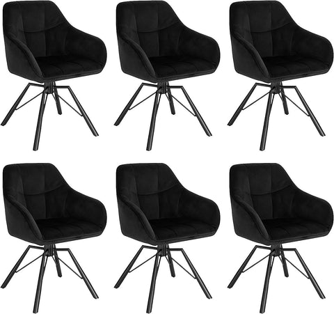Rootz Swivel Dining Chair - Velvet Upholstered Chair - 360° Swivel Seat - Wide Seat - Ergonomic Design - 58.5cm x 82.5cm x 54.5cm
