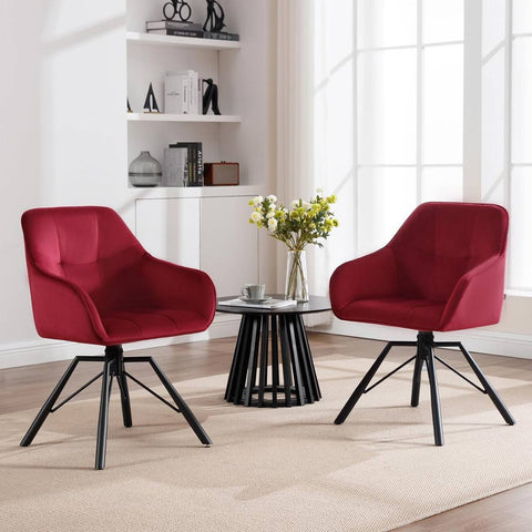 Rootz Swivel Dining Chair - Rotating Chair - Velvet Office Chair - Ergonomic Design - Easy Assembly - Durable - 58.5cm x 82.5cm x 54.5cm