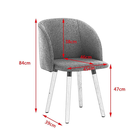 Rootz Set of 2 Dining Chairs - Accent Chairs - Upholstered Chairs - Ergonomic Design - 84cm x 47cm x 38cm