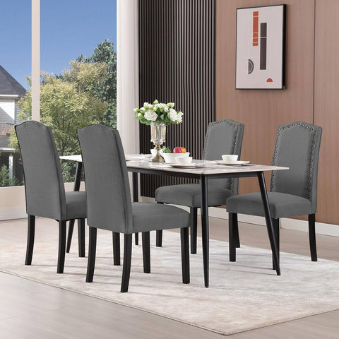 Rootz Set of 2 Dining Chairs - High Back Chairs - Padded Chairs - Ergonomic Design - Durable Solid Wood - Floor Protection - 47cm x 103cm x 63cm