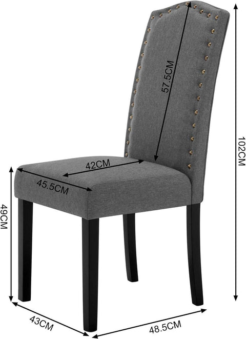 Rootz Set of 2 Dining Chairs - High Back Chairs - Padded Chairs - Ergonomic Design - Durable Solid Wood - Floor Protection - 47cm x 103cm x 63cm