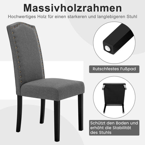 Rootz Set of 2 Dining Chairs - High Back Chairs - Padded Chairs - Ergonomic Design - Durable Solid Wood - Floor Protection - 47cm x 103cm x 63cm