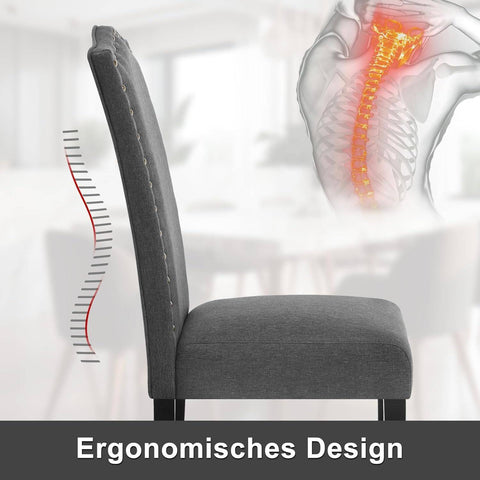 Rootz Set of 2 Dining Chairs - High Back Chairs - Padded Chairs - Ergonomic Design - Durable Solid Wood - Floor Protection - 47cm x 103cm x 63cm