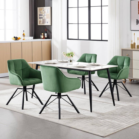 Rootz Swivel Dining Chair - Rotating Chair - Velvet Seat - Ergonomic Design - 360° Swivel - Sturdy Metal Base - 58.5cm x 82.5cm x 54.5cm