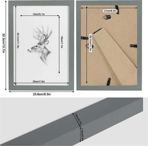 Rootz Premium Picture Frames Set - Photo Frames - Display Frames - Adaptable Design - High-Quality Construction - Versatile Display Options - Multiple Sizes from 10x15 cm to 30x45 cm