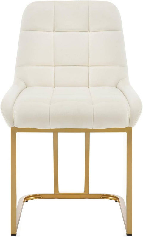 Rootz 2 Piece Set Dining Chairs - Kitchen Chair - Upholstered Chair - Ergonomic Metal Frame - White- Velvet - 84cm x 39cm x 45cm