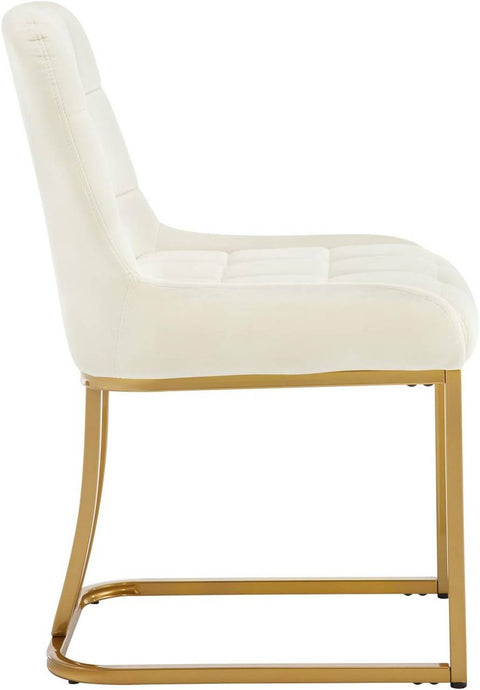 Rootz 2 Piece Set Dining Chairs - Kitchen Chair - Upholstered Chair - Ergonomic Metal Frame - White- Velvet - 84cm x 39cm x 45cm