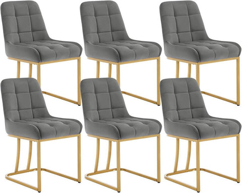 Rootz Dining Chair Set - Kitchen Chairs - Upholstered Seating - Ergonomic Comfort - 39x45cm Seat, 49cm Height - Velvet & Metal Frame - Grey