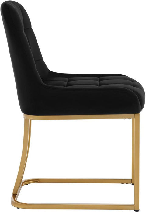 Rootz 2 Piece Set Dining Chairs - Kitchen Chair - Upholstered Chairs - Ergonomic Comfort - 39 x 45 x 84 cm - Black Velvet