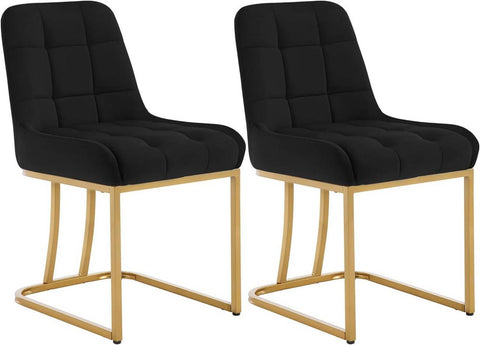 Rootz 2 Piece Set Dining Chairs - Kitchen Chair - Upholstered Chairs - Ergonomic Comfort - 39 x 45 x 84 cm - Black Velvet