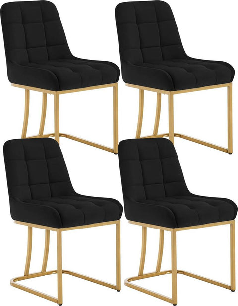 Rootz Set of 4 Dining Chairs - Kitchen Chairs - Upholstered Chairs - Ergonomic Comfort - 39x45x84cm - Black