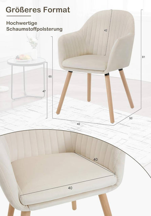 Rootz Velvet Dining Chair - Accent Chair - Upholstered Chair - High-Density Foam - Ergonomic Design - 81cm x 42cm x 47cm