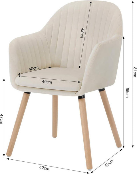 Rootz Velvet Dining Chair - Accent Chair - Upholstered Chair - High-Density Foam - Ergonomic Design - 81cm x 42cm x 47cm