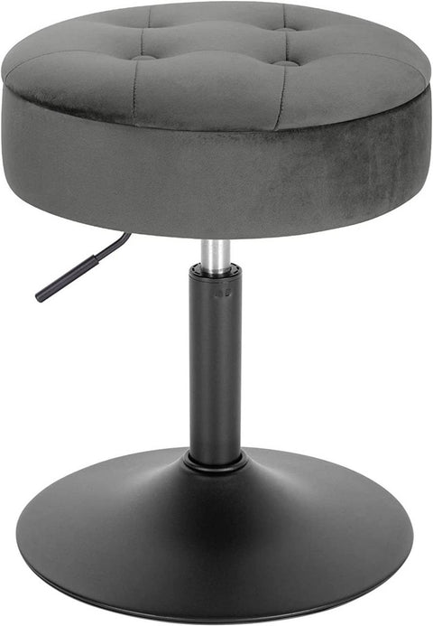 Rootz Adjustable Velvet Bar Stool - Counter Chair - Swivel Stool - Durable, Modern, Multifunctional - Seat Dia 39.5cm, Height 49.5-65cm, Base Dia 38.5cm