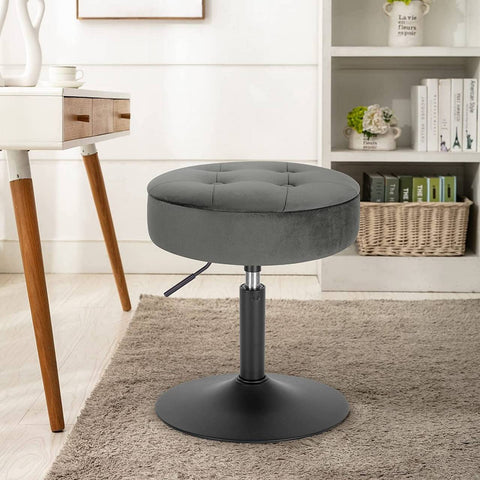 Rootz Adjustable Velvet Bar Stool - Counter Chair - Swivel Stool - Durable, Modern, Multifunctional - Seat Dia 39.5cm, Height 49.5-65cm, Base Dia 38.5cm