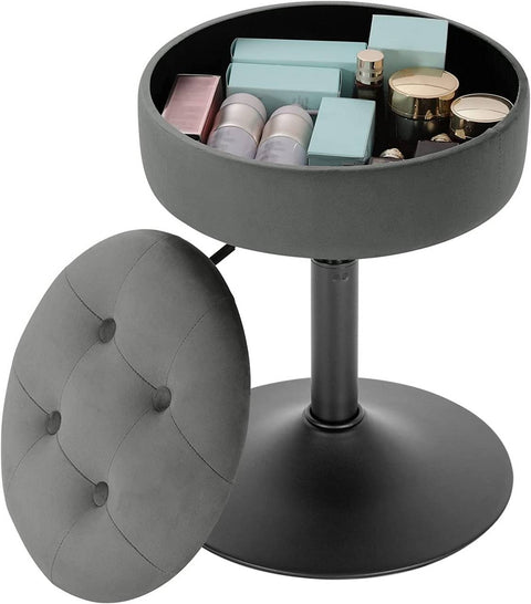 Rootz Adjustable Velvet Bar Stool - Counter Chair - Swivel Stool - Durable, Modern, Multifunctional - Seat Dia 39.5cm, Height 49.5-65cm, Base Dia 38.5cm