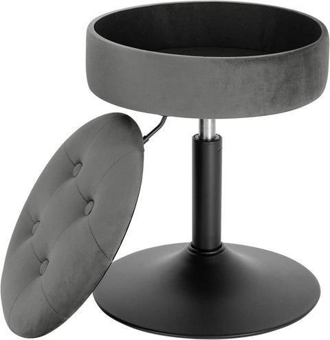 Rootz Adjustable Velvet Bar Stool - Counter Chair - Swivel Stool - Durable, Modern, Multifunctional - Seat Dia 39.5cm, Height 49.5-65cm, Base Dia 38.5cm