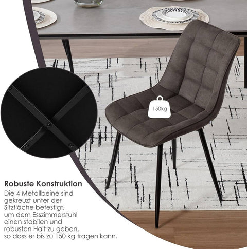 Rootz Dining Chairs Set of 2 - Kitchen Chairs - Upholstered Seats - Ergonomic Design - 85.5cm x 46.5cm x 38.5cm