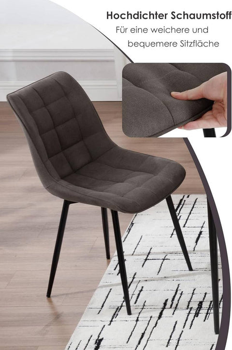 Rootz Dining Chairs Set of 2 - Kitchen Chairs - Upholstered Seats - Ergonomic Design - 85.5cm x 46.5cm x 38.5cm