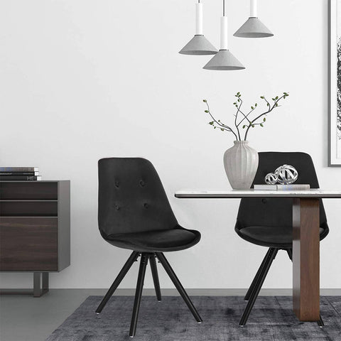 Rootz Upholstered Dining Chair - Scandinavian Chair - Velvet Chair - Solid Wood Legs - Ergonomic Design - 83cm x 41cm x 43cm