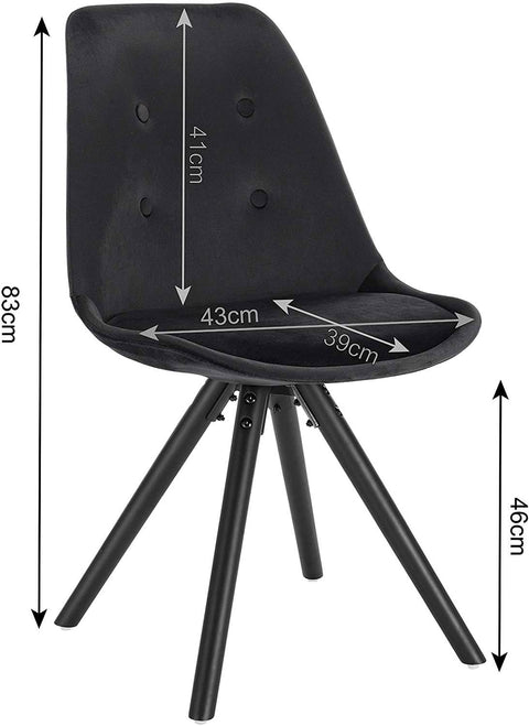 Rootz Upholstered Dining Chair - Scandinavian Chair - Velvet Chair - Solid Wood Legs - Ergonomic Design - 83cm x 41cm x 43cm