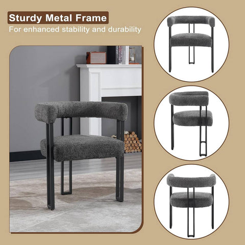 Rootz Dining Chair - Kitchen Chair - Side Chair - Chenille Fabric - Metal Leg - 61.5cm x 72cm x 51.5cm