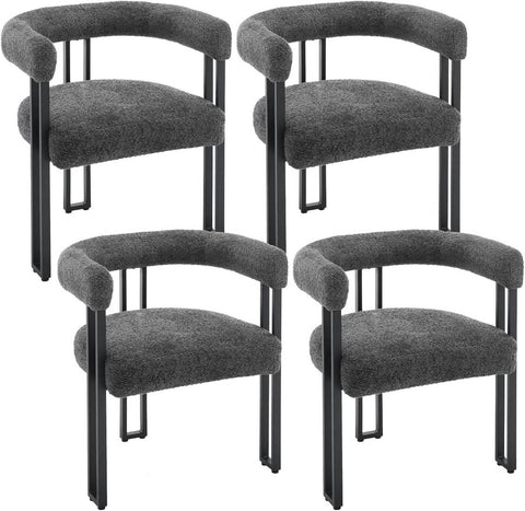 Rootz Dining Chair - Kitchen Chair - Side Chair - Chenille Fabric - Metal Leg - 61.5cm x 72cm x 51.5cm