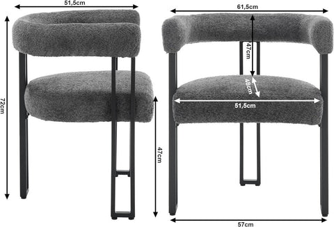 Rootz Dining Chair - Kitchen Chair - Side Chair - Chenille Fabric - Metal Leg - 61.5cm x 72cm x 51.5cm