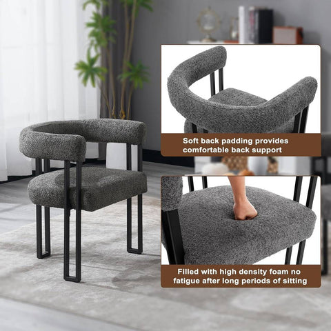 Rootz Dining Chair - Kitchen Chair - Side Chair - Chenille Fabric - Metal Leg - 61.5cm x 72cm x 51.5cm