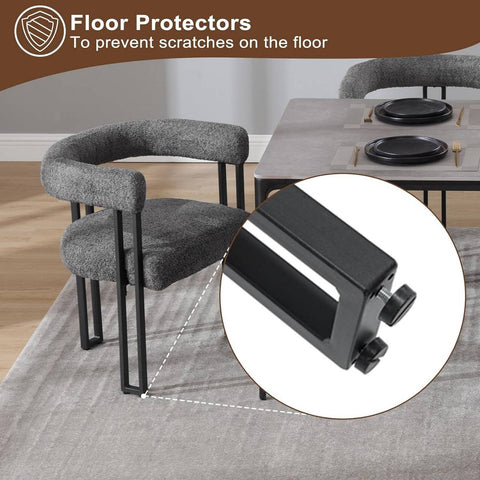 Rootz Dining Chair - Kitchen Chair - Side Chair - Chenille Fabric - Metal Leg - 61.5cm x 72cm x 51.5cm