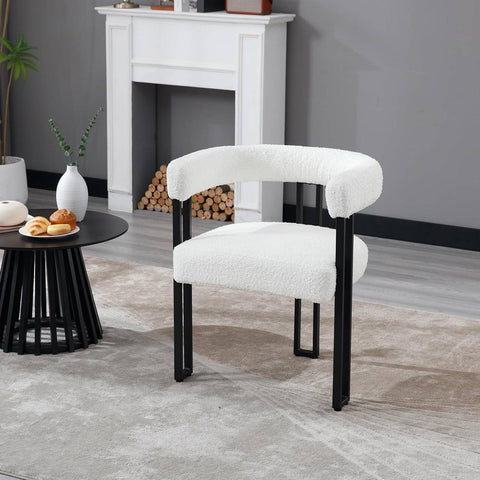 Rootz Chenille Dining Chair - Kitchen Chair - Armchair - High-Density Foam - 61.5cm x 72cm x 51.5cm - Dark Gray/Cream