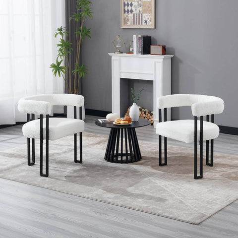 Rootz Chenille Dining Chair - Kitchen Chair - Armchair - High-Density Foam - 61.5cm x 72cm x 51.5cm - Dark Gray/Cream