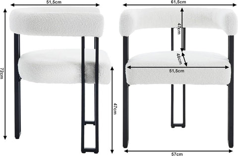 Rootz Dining Chair - Modern Kitchen Chair - Chenille Fabric - Metal Legs - Stable & Sturdy - Comfortable Seating - 61.5cm x 72cm x 51.5cm