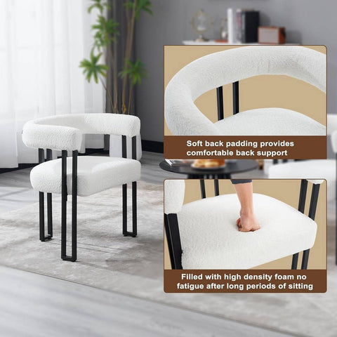 Rootz Chenille Dining Chair - Kitchen Chair - Armchair - High-Density Foam - 61.5cm x 72cm x 51.5cm - Dark Gray/Cream