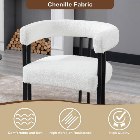 Rootz Dining Chair - Modern Kitchen Chair - Chenille Fabric - Metal Legs - Stable & Sturdy - Comfortable Seating - 61.5cm x 72cm x 51.5cm