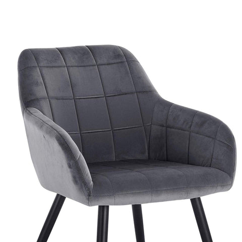 Rootz Dining Chair - Armchair - Kitchen Chair - Velvet - Comfortable Seating - 49cm x 43cm x 81cm