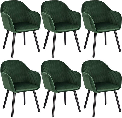 Rootz Set of 6 Dining Chairs - Velvet Dining Room Chairs - Comfortable Seating - Easy Assembly - Durable Construction - 81cm x 40cm x 44cm