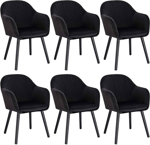 Rootz Set of 6 Dining Chairs - Velvet Upholstered - Comfortable Seating - Durable & Sturdy - Versatile Style - Easy Assembly - 81cm x 40cm x 42cm