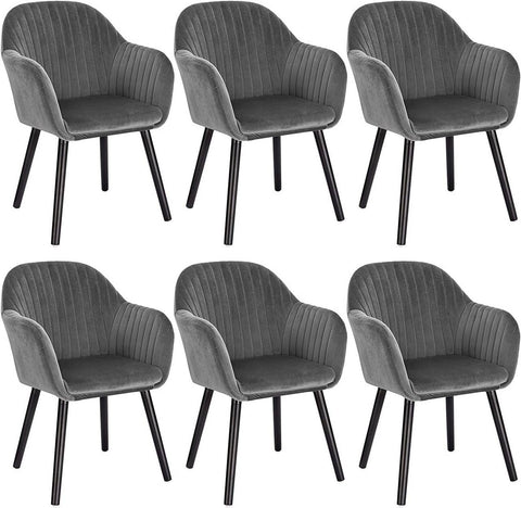 Rootz Set of 6 Dining Chairs - Velvet Chairs - Comfortable Seating - Ergonomic Design - Durable Build - Non-Slip Pads - 81cm x 40cm x 40cm