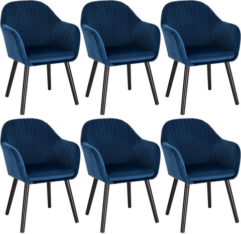 Rootz Set of 6 Dining Chairs - Velvet Upholstered - Kitchen Chairs - Ergonomic Support - Easy Assembly - Durable Build - 81cm x 40cm x 40cm