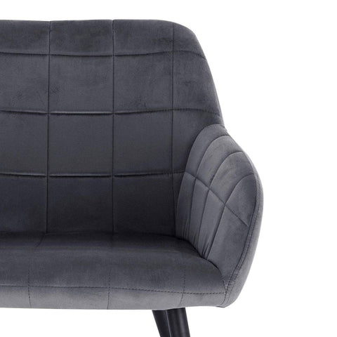 Rootz Dining Chair - Armchair - Kitchen Chair - Velvet - Comfortable Seating - 49cm x 43cm x 81cm