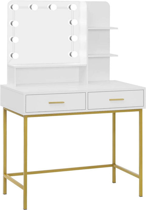 Rootz Elegant Dressing Table - Vanity Desk - Makeup Station - Adjustable LED Lights - Ample Storage - Durable Design - 90cm x 137cm x 45cm