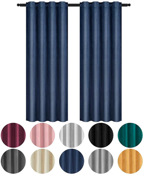 Rootz Luxury Velvet Blackout Curtains - Privacy Drapes - Insulating Panels - High-Quality Material - Light Blocking - Thermal Insulation - Easy Installation - 140cm x 225cm/245cm/270cm
