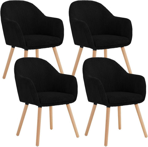 Rootz Dining Chair Set - Corduroy Armchair - Upholstered Chair - High Comfort - 55.5cm x 83.5cm x 56.5cm