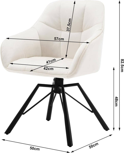 Rootz draaibare eetkamerstoel - roterende stoel - fluwelen stoel - ergonomisch ontwerp - comfortabele zit - duurzame constructie - 58,5 cm x 82,5 cm x 54,5 cm