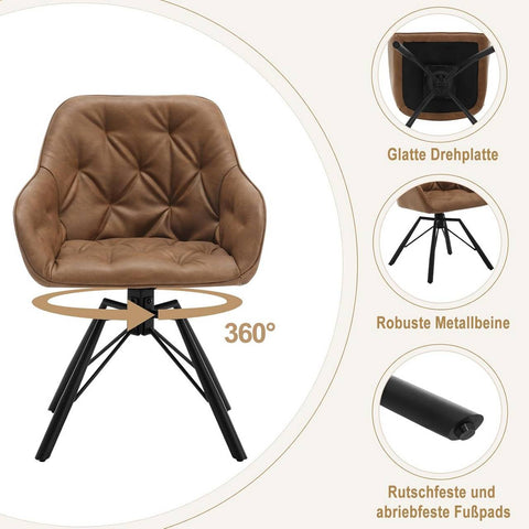 Rootz Dining Chair - Kitchen Chair - Swivel Chair - Ergonomic Design - 57.5cm x 82.5cm x 53cm