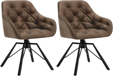 Rootz Dining Chair Swivel - Kitchen Chair - Rotatable Upholstered Chair - Faux Leather - 57.5cm x 82.5cm x 53cm